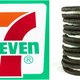 Split-screen of the 7-Eleven logo and a stack of Oreo cookies